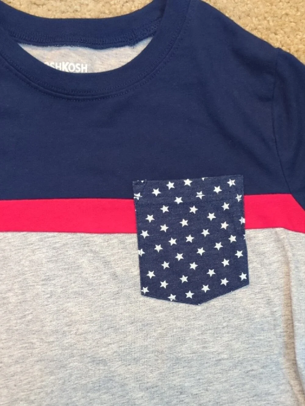 OshKosh B'gosh Navy, Red & Heather Gray Star Pocket Tee